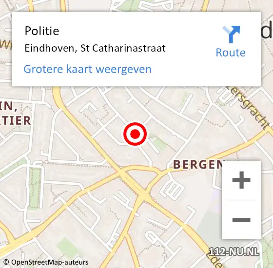 Locatie op kaart van de 112 melding: Politie Eindhoven, St Catharinastraat op 24 december 2018 16:48