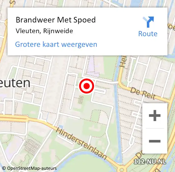 Locatie op kaart van de 112 melding: Brandweer Met Spoed Naar Vleuten, Rijnweide op 24 december 2018 17:31