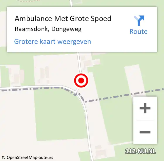 Locatie op kaart van de 112 melding: Ambulance Met Grote Spoed Naar Raamsdonk, Dongeweg op 24 december 2018 17:44