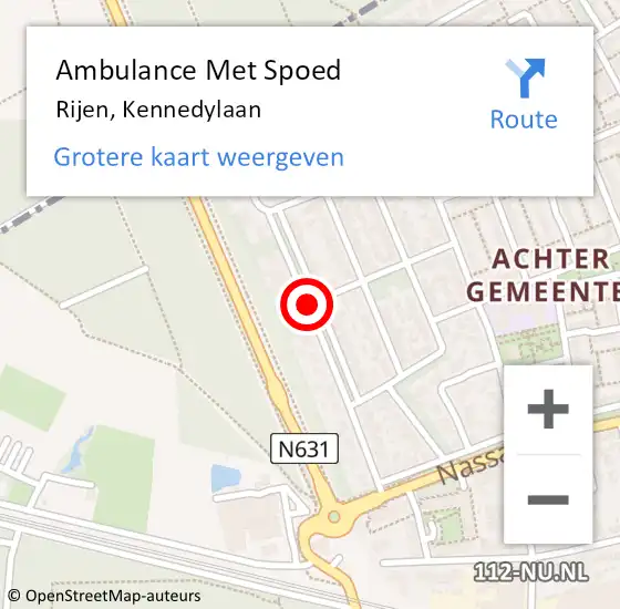 Locatie op kaart van de 112 melding: Ambulance Met Spoed Naar Rijen, Kennedylaan op 24 december 2018 18:09