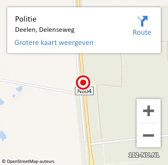 Locatie op kaart van de 112 melding: Politie Deelen, Delenseweg op 24 december 2018 18:19