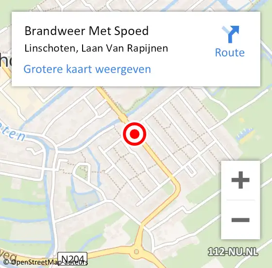 Locatie op kaart van de 112 melding: Brandweer Met Spoed Naar Linschoten, Laan Van Rapijnen op 24 december 2018 18:53