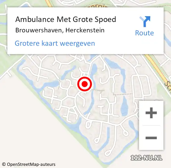 Locatie op kaart van de 112 melding: Ambulance Met Grote Spoed Naar Brouwershaven, Herckenstein op 24 december 2018 19:31