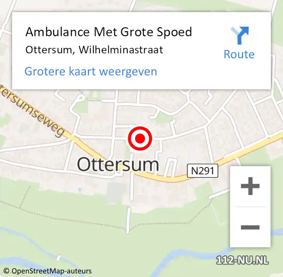Locatie op kaart van de 112 melding: Ambulance Met Grote Spoed Naar Ottersum, Wilhelminastraat op 24 december 2018 19:34