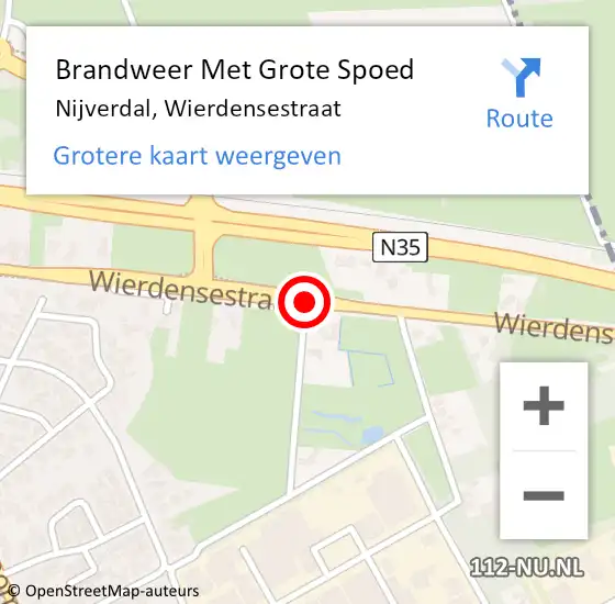 Locatie op kaart van de 112 melding: Brandweer Met Grote Spoed Naar Nijverdal, Wierdensestraat op 24 december 2018 20:55