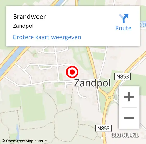 Locatie op kaart van de 112 melding: Brandweer Zandpol op 24 december 2018 21:35