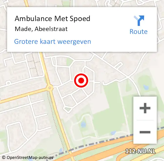 Locatie op kaart van de 112 melding: Ambulance Met Spoed Naar Made, Abeelstraat op 24 december 2018 22:33