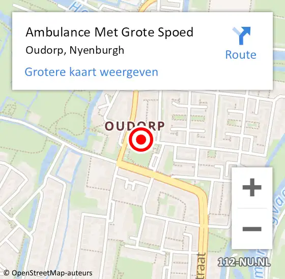 Locatie op kaart van de 112 melding: Ambulance Met Grote Spoed Naar Oudorp, Nyenburgh op 24 december 2018 22:34