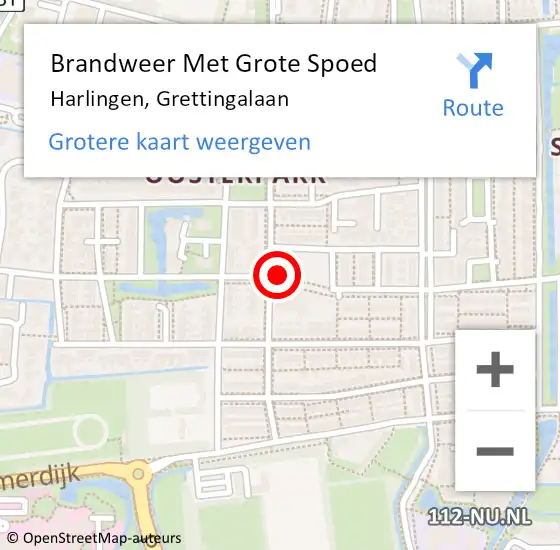 Locatie op kaart van de 112 melding: Brandweer Met Grote Spoed Naar Harlingen, Grettingalaan op 24 december 2018 22:38