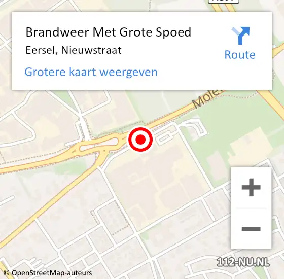 Locatie op kaart van de 112 melding: Brandweer Met Grote Spoed Naar Eersel, Nieuwstraat op 25 december 2018 00:50