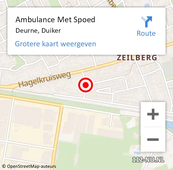 Locatie op kaart van de 112 melding: Ambulance Met Spoed Naar Deurne, Duiker op 25 december 2018 01:03