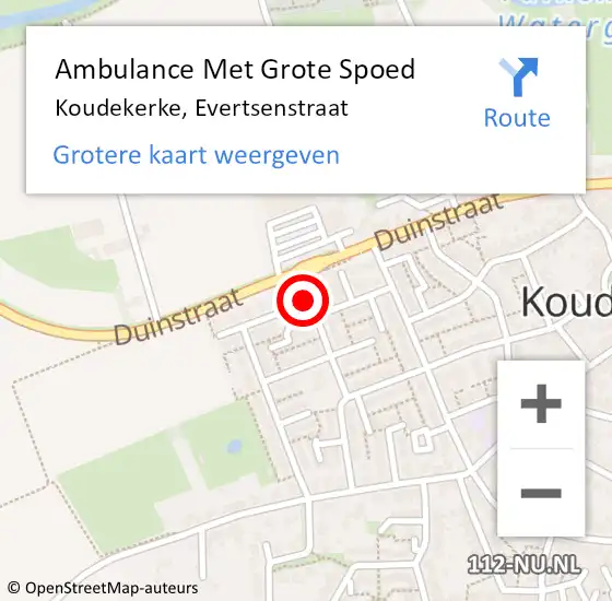 Locatie op kaart van de 112 melding: Ambulance Met Grote Spoed Naar Koudekerke, Evertsenstraat op 25 december 2018 01:36