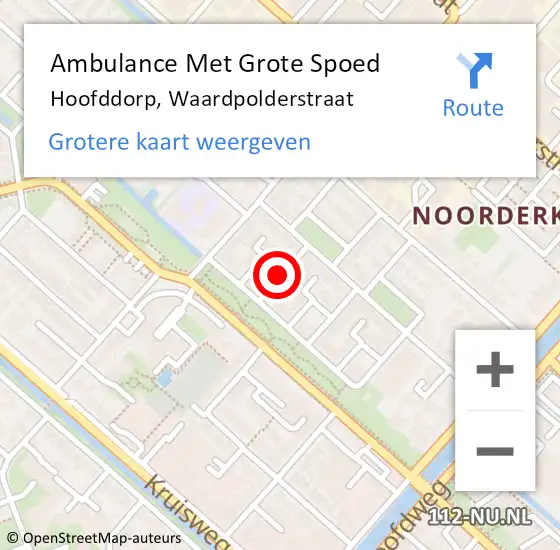 Locatie op kaart van de 112 melding: Ambulance Met Grote Spoed Naar Hoofddorp, Waardpolderstraat op 25 december 2018 02:43
