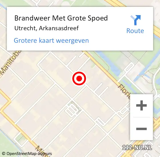 Locatie op kaart van de 112 melding: Brandweer Met Grote Spoed Naar Utrecht, Arkansasdreef op 25 december 2018 02:50