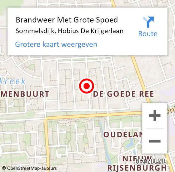 Locatie op kaart van de 112 melding: Brandweer Met Grote Spoed Naar Sommelsdijk, Hobius De Krijgerlaan op 25 december 2018 03:43