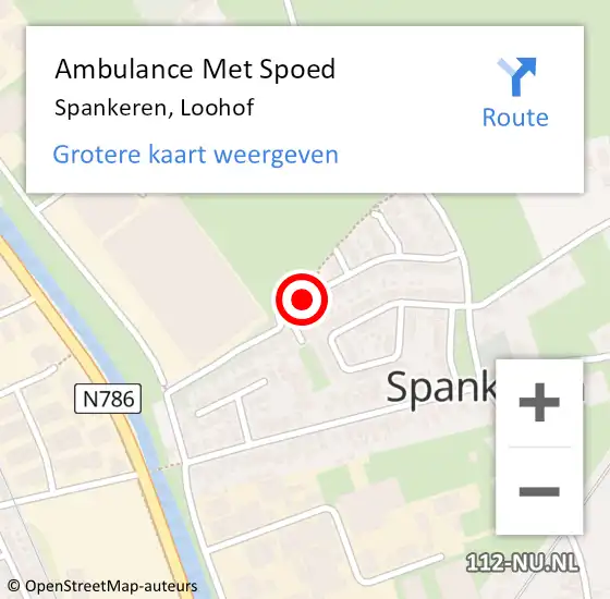 Locatie op kaart van de 112 melding: Ambulance Met Spoed Naar Spankeren, Loohof op 25 december 2018 04:07