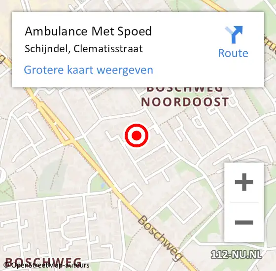 Locatie op kaart van de 112 melding: Ambulance Met Spoed Naar Schijndel, Clematisstraat op 25 december 2018 05:01