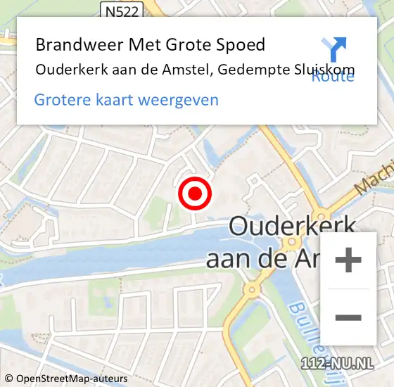 Locatie op kaart van de 112 melding: Brandweer Met Grote Spoed Naar Ouderkerk aan de Amstel, Gedempte Sluiskom op 25 december 2018 08:50