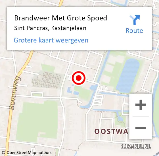 Locatie op kaart van de 112 melding: Brandweer Met Grote Spoed Naar Sint Pancras, Kastanjelaan op 25 december 2018 09:33