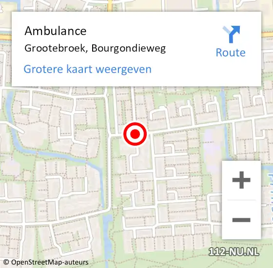 Locatie op kaart van de 112 melding: Ambulance Grootebroek, Bourgondieweg op 25 december 2018 10:39