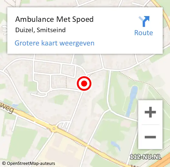 Locatie op kaart van de 112 melding: Ambulance Met Spoed Naar Duizel, Smitseind op 25 december 2018 11:27
