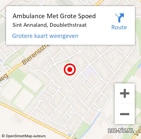 Locatie op kaart van de 112 melding: Ambulance Met Grote Spoed Naar Sint Annaland, Doublethstraat op 18 maart 2014 17:04