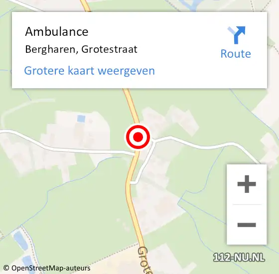 Locatie op kaart van de 112 melding: Ambulance Bergharen, Grotestraat op 25 december 2018 13:37