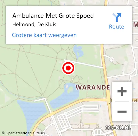 Locatie op kaart van de 112 melding: Ambulance Met Grote Spoed Naar Helmond, De Kluis op 25 december 2018 14:45