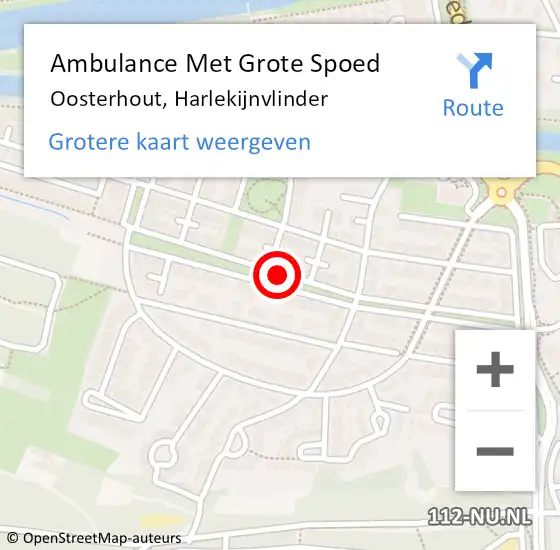 Locatie op kaart van de 112 melding: Ambulance Met Grote Spoed Naar Oosterhout, Harlekijnvlinder op 25 december 2018 15:54