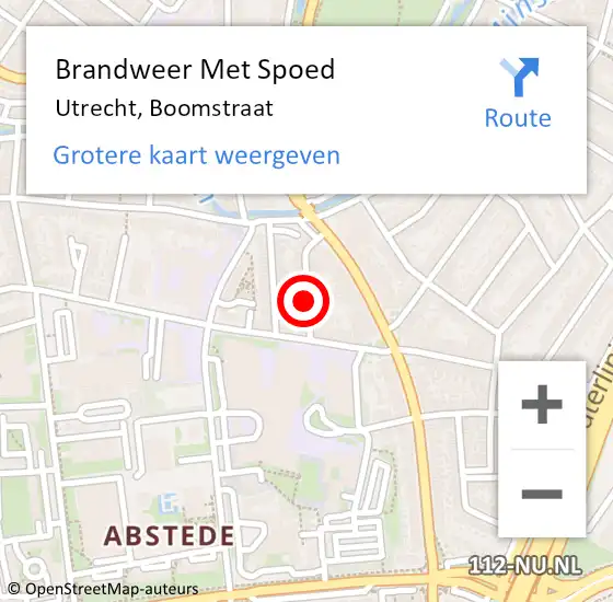 Locatie op kaart van de 112 melding: Brandweer Met Spoed Naar Utrecht, Boomstraat op 25 december 2018 16:07