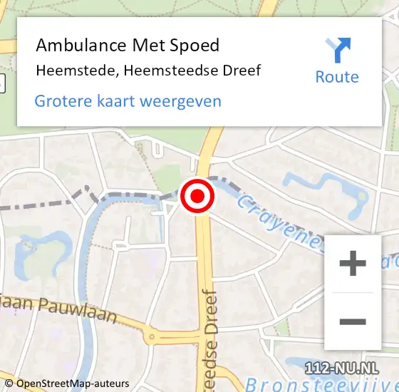 Locatie op kaart van de 112 melding: Ambulance Met Spoed Naar Heemstede, Heemsteedse Dreef op 25 december 2018 16:56