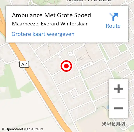 Locatie op kaart van de 112 melding: Ambulance Met Grote Spoed Naar Maarheeze, Everard Winterslaan op 25 december 2018 18:27