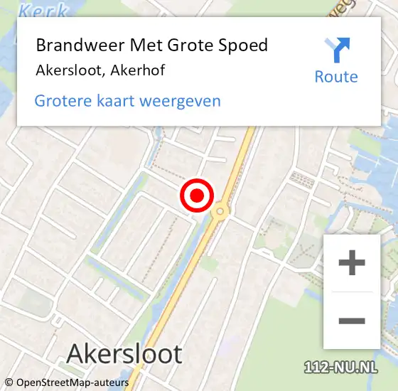 Locatie op kaart van de 112 melding: Brandweer Met Grote Spoed Naar Akersloot, Akerhof op 25 december 2018 19:16