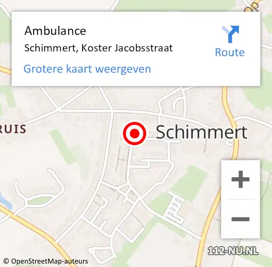 Locatie op kaart van de 112 melding: Ambulance Schimmert, Koster Jacobsstraat op 18 maart 2014 17:28