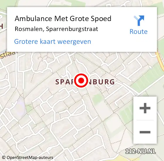 Locatie op kaart van de 112 melding: Ambulance Met Grote Spoed Naar Rosmalen, Sparrenburgstraat op 25 december 2018 23:04