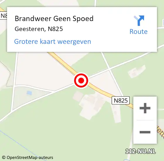 Locatie op kaart van de 112 melding: Brandweer Geen Spoed Naar Geesteren, N825 op 25 december 2018 23:08