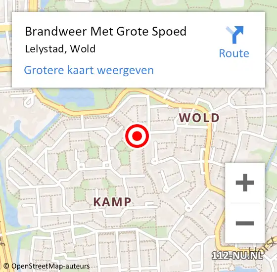 Locatie op kaart van de 112 melding: Brandweer Met Grote Spoed Naar Lelystad, Wold op 26 december 2018 00:30