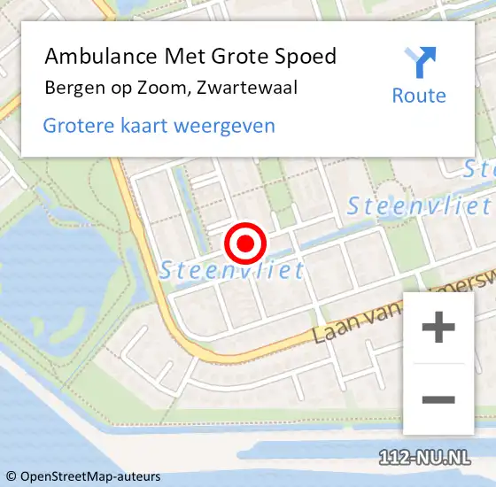 Locatie op kaart van de 112 melding: Ambulance Met Grote Spoed Naar Bergen op Zoom, Zwartewaal op 26 december 2018 00:50