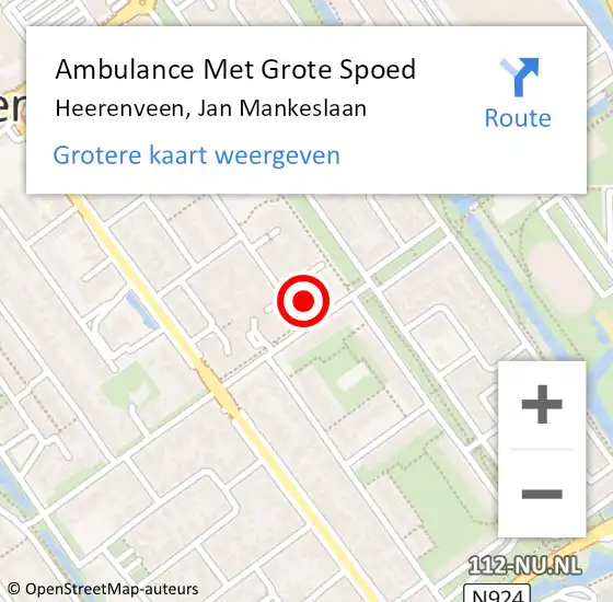 Locatie op kaart van de 112 melding: Ambulance Met Grote Spoed Naar Heerenveen, Jan Mankeslaan op 18 maart 2014 17:55