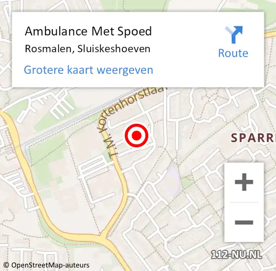 Locatie op kaart van de 112 melding: Ambulance Met Spoed Naar Rosmalen, Sluiskeshoeven op 26 december 2018 05:06