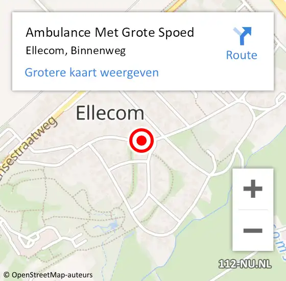 Locatie op kaart van de 112 melding: Ambulance Met Grote Spoed Naar Ellecom, Binnenweg op 26 december 2018 06:55
