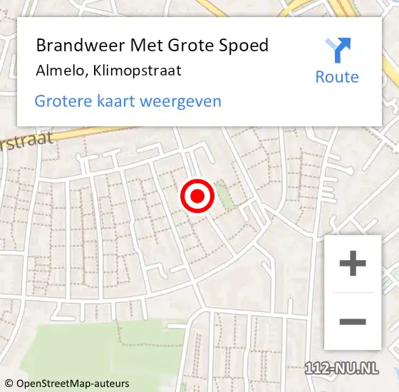 Locatie op kaart van de 112 melding: Brandweer Met Grote Spoed Naar Almelo, Klimopstraat op 26 december 2018 07:26