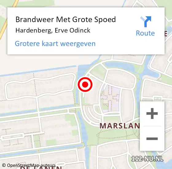 Locatie op kaart van de 112 melding: Brandweer Met Grote Spoed Naar Hardenberg, Erve Odinck op 18 maart 2014 18:11