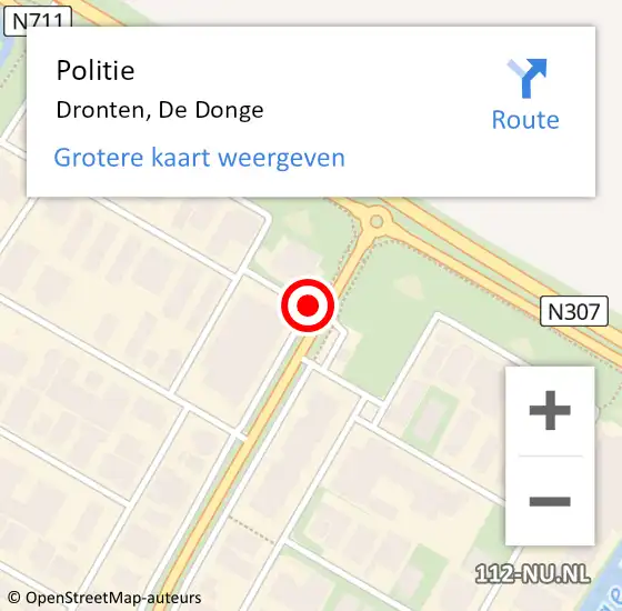 Locatie op kaart van de 112 melding: Politie Dronten, De Donge op 18 maart 2014 18:13