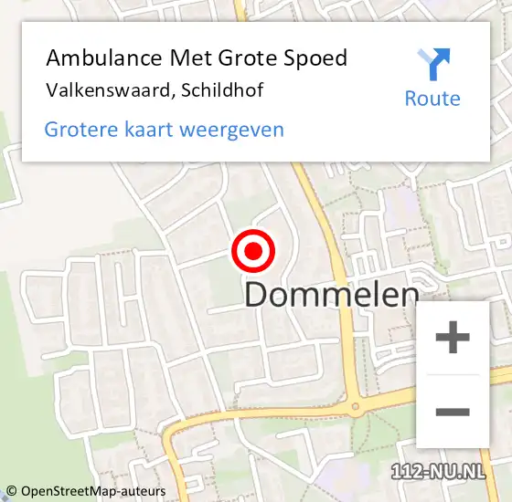Locatie op kaart van de 112 melding: Ambulance Met Grote Spoed Naar Valkenswaard, Schildhof op 26 december 2018 09:24