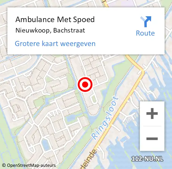 Locatie op kaart van de 112 melding: Ambulance Met Spoed Naar Nieuwkoop, Bachstraat op 18 maart 2014 18:17