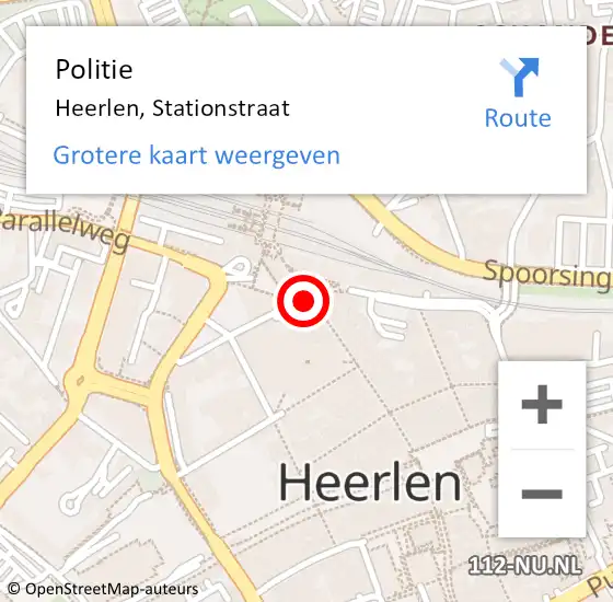 Locatie op kaart van de 112 melding: Politie Heerlen, Stationstraat op 26 december 2018 10:11