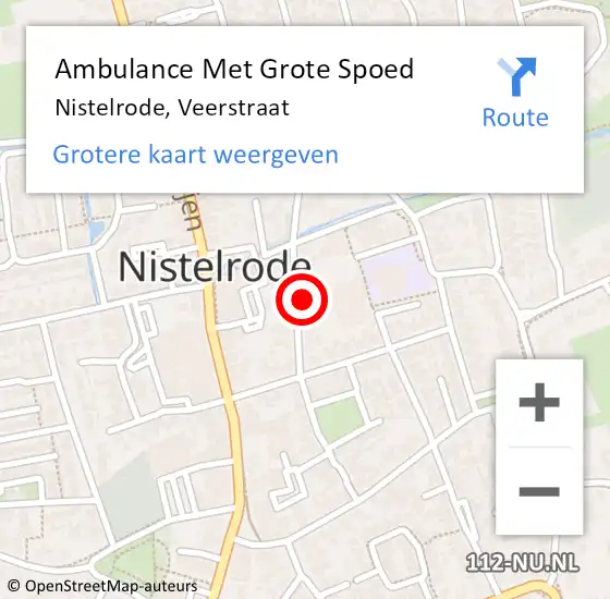 Locatie op kaart van de 112 melding: Ambulance Met Grote Spoed Naar Nistelrode, Veerstraat op 18 maart 2014 18:23