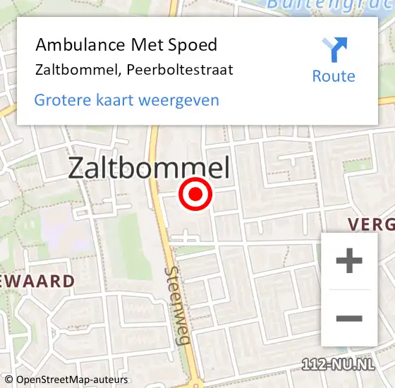 Locatie op kaart van de 112 melding: Ambulance Met Spoed Naar Zaltbommel, Peerboltestraat op 26 december 2018 10:50