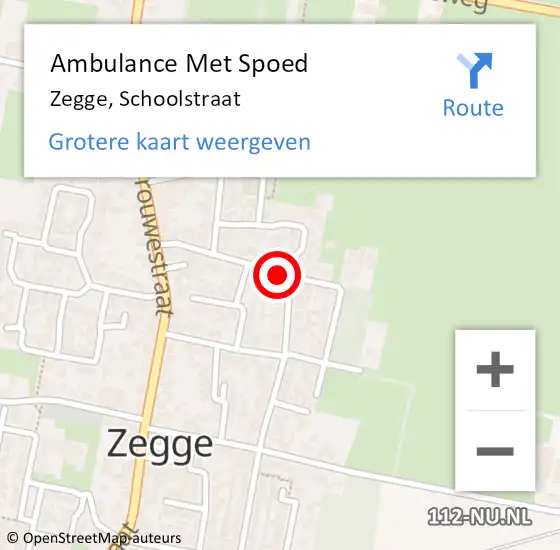 Locatie op kaart van de 112 melding: Ambulance Met Spoed Naar Zegge, Schoolstraat op 26 december 2018 12:16